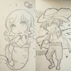 oink8:  mermaid juvia and pirate gray! 💙💙 gonna color them,