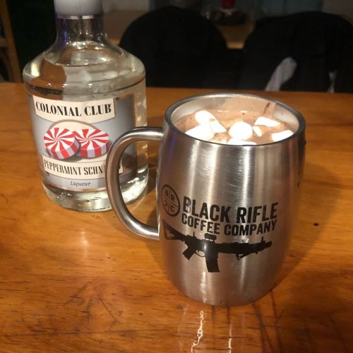 Good night to just relax, hot cocoa with peppermint schnapps