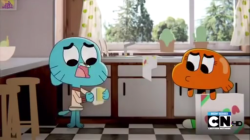 Part 4. Gumball begins to clean the DVD and lecture Darwin on