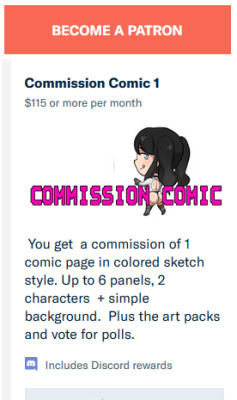 The comission comic tier is avaiable again! :D Very great deal,