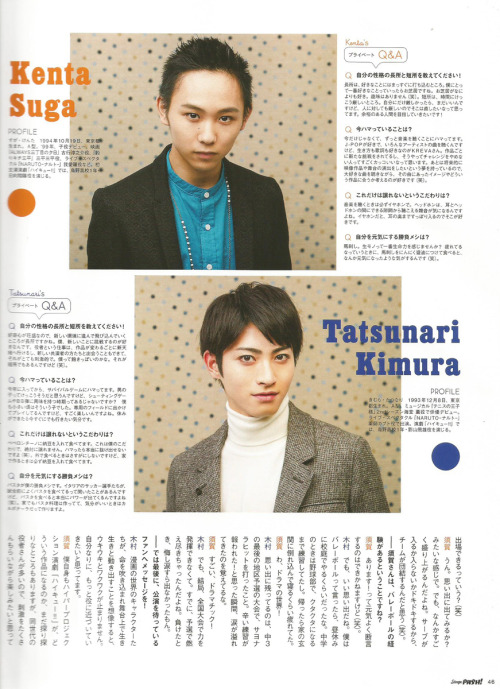 Stage PASH Vol.5 Stage Haikyuu!!   Suga Kenta X Kimura Tatsunari    Requested by aonodreamlandÂ  You are more than welcome to translate the pages If you have difficulty reading the text, I am happy to share the raw scans with you.Currently accepting scan