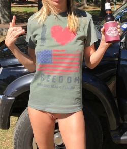 hauloverbeach:Melly from TX showing off the shirt she won from