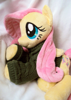 mylittlewaifu:  My newest Fluttershy plushie, complete with sweater