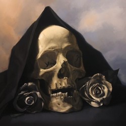 obsessedwithskulls:  Amazing painting by Patrick Mathews. http://instagram.com/p/qPYGhAE0sP/