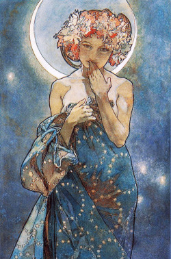 The Moon from Alphonse Mucha’s The Moon and the Stars series,