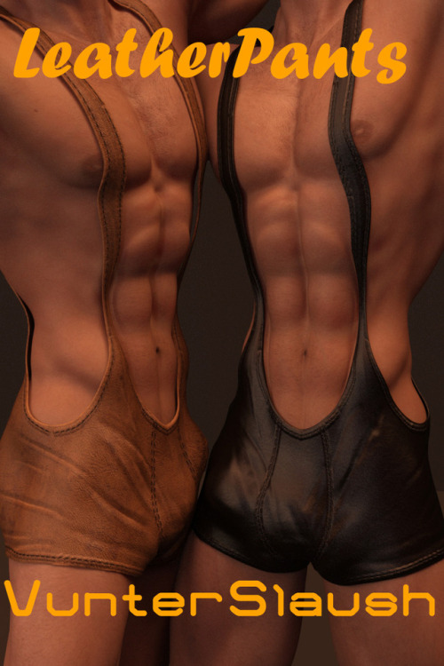  A revealing pants for G3M, with 2 kinds of leather, 1 latex, and 1 rubber material. 3 morphs for the bulge area. Calling all leather daddies! Vunter Slaush has you covered. Compatible with Daz Studio 4.8  Leather Pants  http://renderoti.ca/Leather-Pants