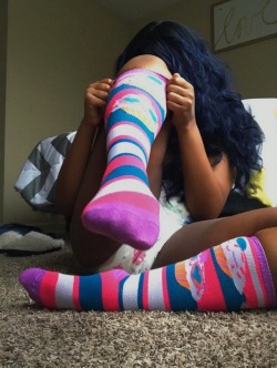 littleshayrose:🙈 shy baby trying to show off cupcake socks