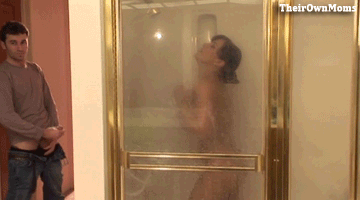 theirownmoms:  Glass showers and well-placed mirrors. A great combination. Nosy sisters, not so great. 