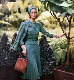 myvintagevogue:Sunny Harnett wearing suit by Davidow Spring Collection