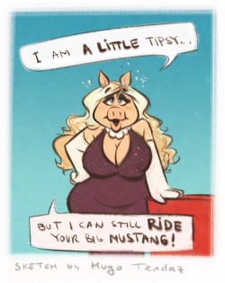   Miss Piggy - Tipsy - Cartoony PinUp Sketch  Don’t drink