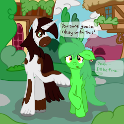 ask-mack-ponyville-blacksmith:  Chic Pea decided to visit her