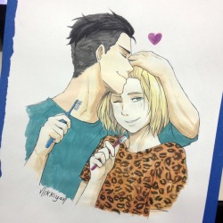 nikkiyan:OtaYuri on nanquim and gouache *v*