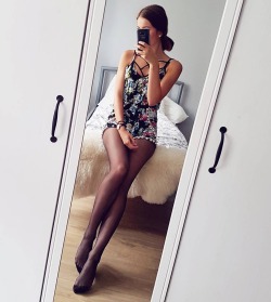 razumichin2:  Ariadna selfie in floral romper and black tights