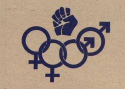 lesbianherstorian:a logo of the detroit gay liberation front, 1970
