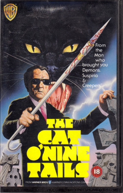 Cat O’Nine Tails, Directed by Dario Argento, VHS tape.(Warner