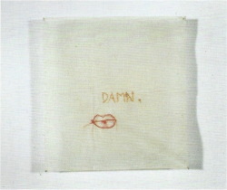 lesbianartandartists:Diyan Achjadi, Damn, 1995embroidery on dental