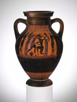 the-met-art: Terracotta amphora (jar) by Taleides Painter, Greek