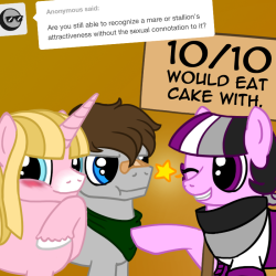 ask-acepony:  I’m Asexual not blind. Featured: Quest and GreybuttFuselight