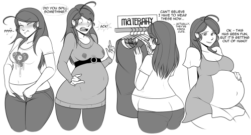 madamsquiggles:  Lil doodleset playing with a phantom pregnancy - essentially all the symptoms of pregnancy without a baby. First couple of panels are actually things happening to me right now and where the whole fantasy sprung from, not very fun feeling