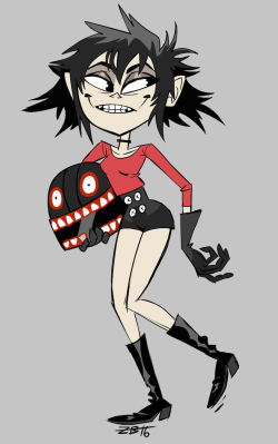 snaggle-teeth:  Couldn’t resist to sketch Noodle’s new look