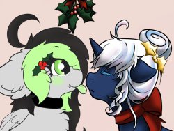 ask-poison-joke:  About to get Christmas Face licks ! /)//w//(\