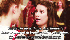   Faberry weekÂ day 2: jealousyQuinn broke things off with Rachel so she tried to make Quinn jealous by singing a duet with Santana.  