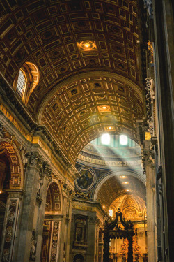 italian-luxury:  Celestial Light, St. Peters Basilica Rome, Italy