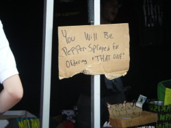 wetdreamsonlylastforanight:  Vinny’s sassy merch table signs;