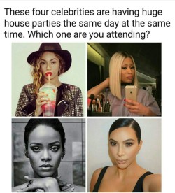 nomediocre:  Comment with who’s party you’d attend?!