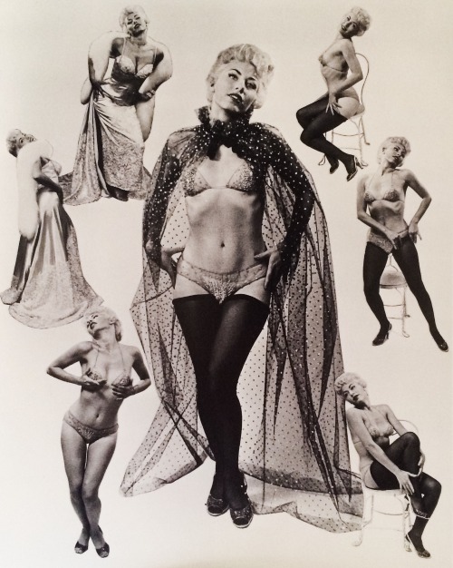 womenofdaysgoneby:  The front side of Lili St Cyr   This is actually Sharon Knight, not Lili.. Sharon was a Texas girl that Lili St. Cyr “discovered” in a Las Vegas chorus line.. Struck by her obvious physical resemblance,– Lili spent months