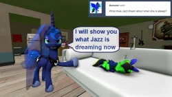 ask-the-out-buck-pony:(Princess Luna) This is a new dream Jazz