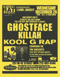 Ghostface Killah & Kool G. Rap @ BB Kings - December 26,