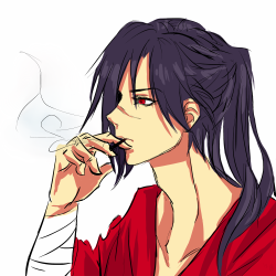 ashkii-kun:  Doodled ponytail Koujaku after a conversation and