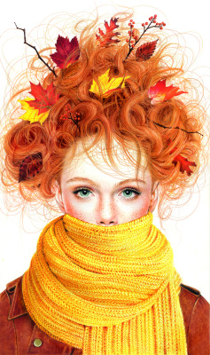dsgn-me:  Colored Pencil Fall Girl  (by Morgan Davidson)  DESIGN