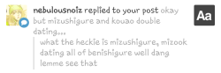 /LAUGHS. OMG NO.  it’s mizuki and kou since i can’t