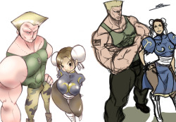 liquidxlead:  TBT, redraw of Guile & Chun from 2004.