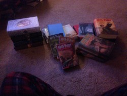 All the books I’m taking. I managed to get all the hardback