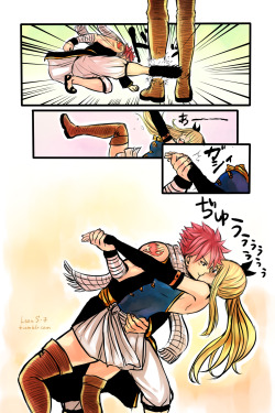 leons-7: Japanese meme, which I did Natsu and Lucy on ╰(▔∀▔)╯