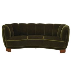 cheesewhizexpress:Scandinavian Art Deco green mohair sofa 