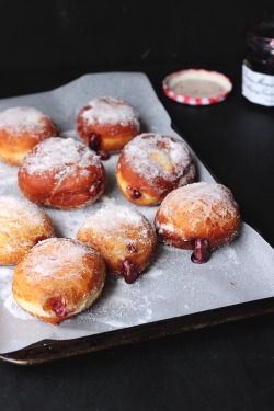 delish-eats:  Blackberry Jam & Custard Donuts | The Sugar