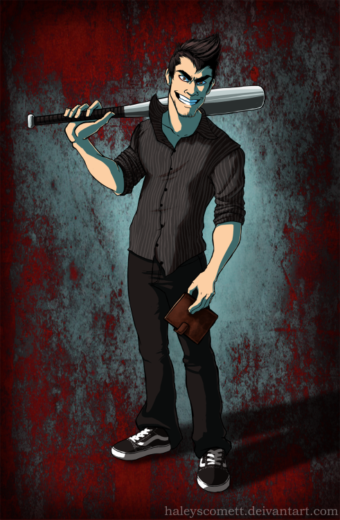 haleyscomett-art:  Inspired by Cyndago’s video Danger in Fiction: Chapter II. I changed Mark’s outfit a bit and spiked his hair up. Hopefully I captured his psycho side. ^__^ DA: http://haleyscomett.deviantart.com/art/Danger-In-Fiction-457705727 (Download