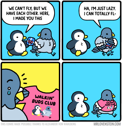 mrlovenstein:  walkin’ buds. Secret Panel HERE 🐧 tapas.io/episode/1584391