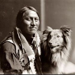 vickiturbeville: #tbt Chief Joe Black Fox, Sioux and his dog,