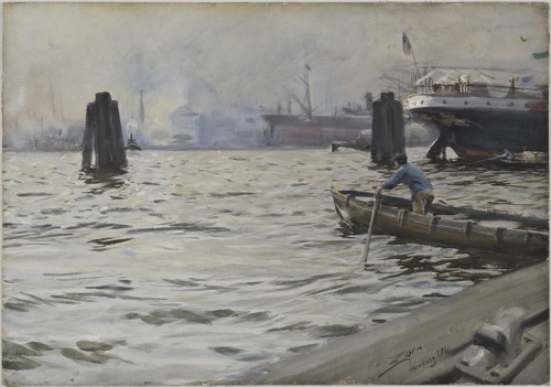 artist-zorn:  The Port of Hamburg, Anders Zorn, 19??, Nationalmuseum,