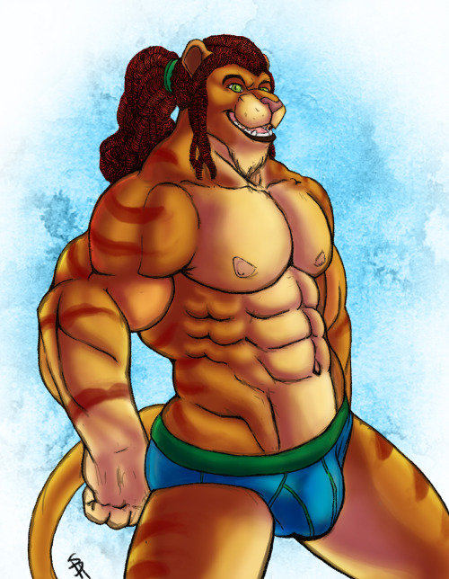 nsfwulf:  Muscle Lion shows off for yoooou! Art by me, NSFWulf. 