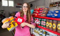 vanilla-cloudberry:  Textile art installation: corner store stocked