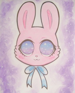 sweet-pink-snow: My new sparkly-eyed bunny painting! ヽ(゜∇゜)ノ 