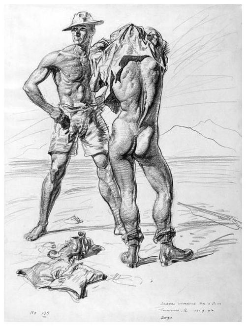 beyond-the-pale:  Soldiers Undressing for a Swim, 1942 - William