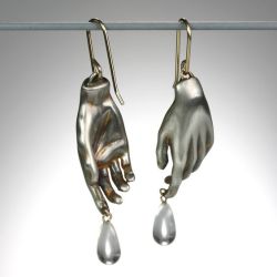 treasures-and-beauty: Quadrum - Hand with Crystal Drop Earrings