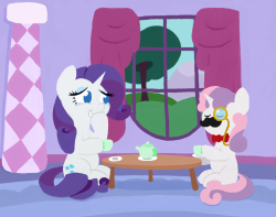 >Sweetie Belle And Rarity tea party.
